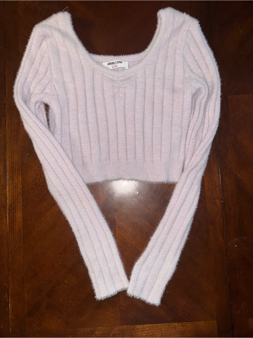 Double Zero Ribbed Cropped Scoop Sweater - Pale Lilac